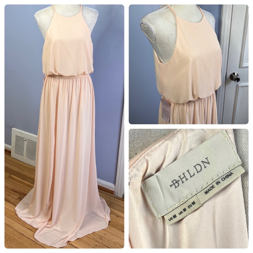 NWT BHLDN Anthropologie Cayenne Dress‎ Maxi Flowy Gown Light Pink Size Medium